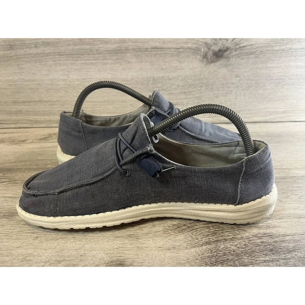 Hey Dude‎ Womens Chambray Navy White Casual Comfort Loafers Shoes Size 9